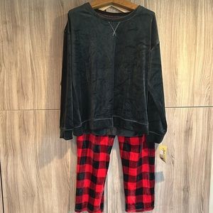 MUK LUKS Women's Silky Velour PJ Set XL